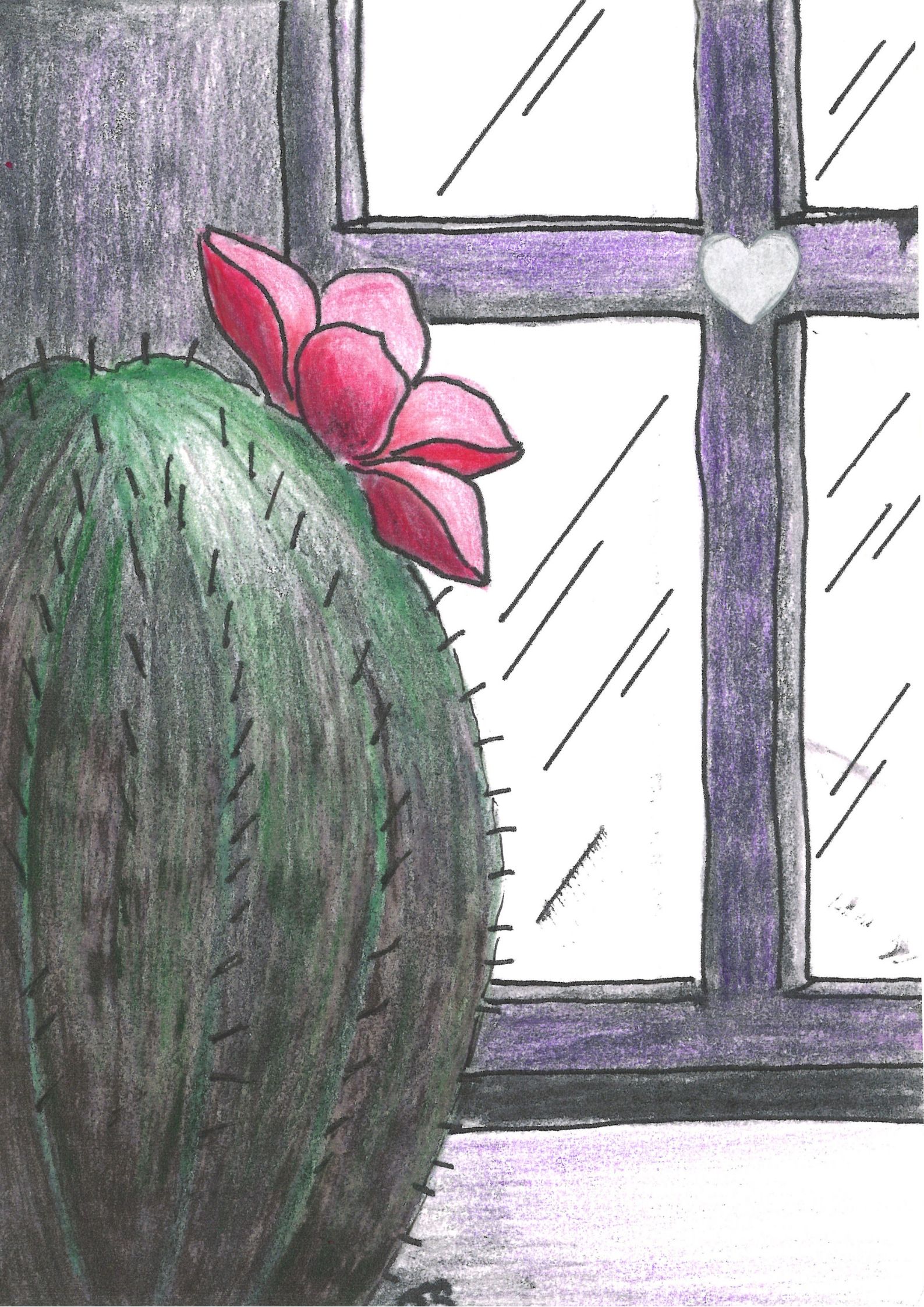 Kukkiva kaktus ikkunalla