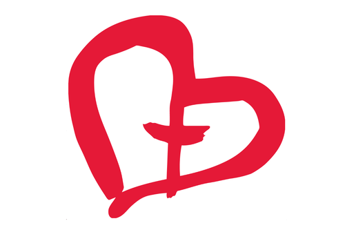 Yhteisvastuun logo. Punainen sydän, jonka keskellä on risti.