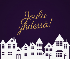 Joulu yhdessä - yhteisöllinen jouluaatto Tumma tausta ja kaupungin silhuetti